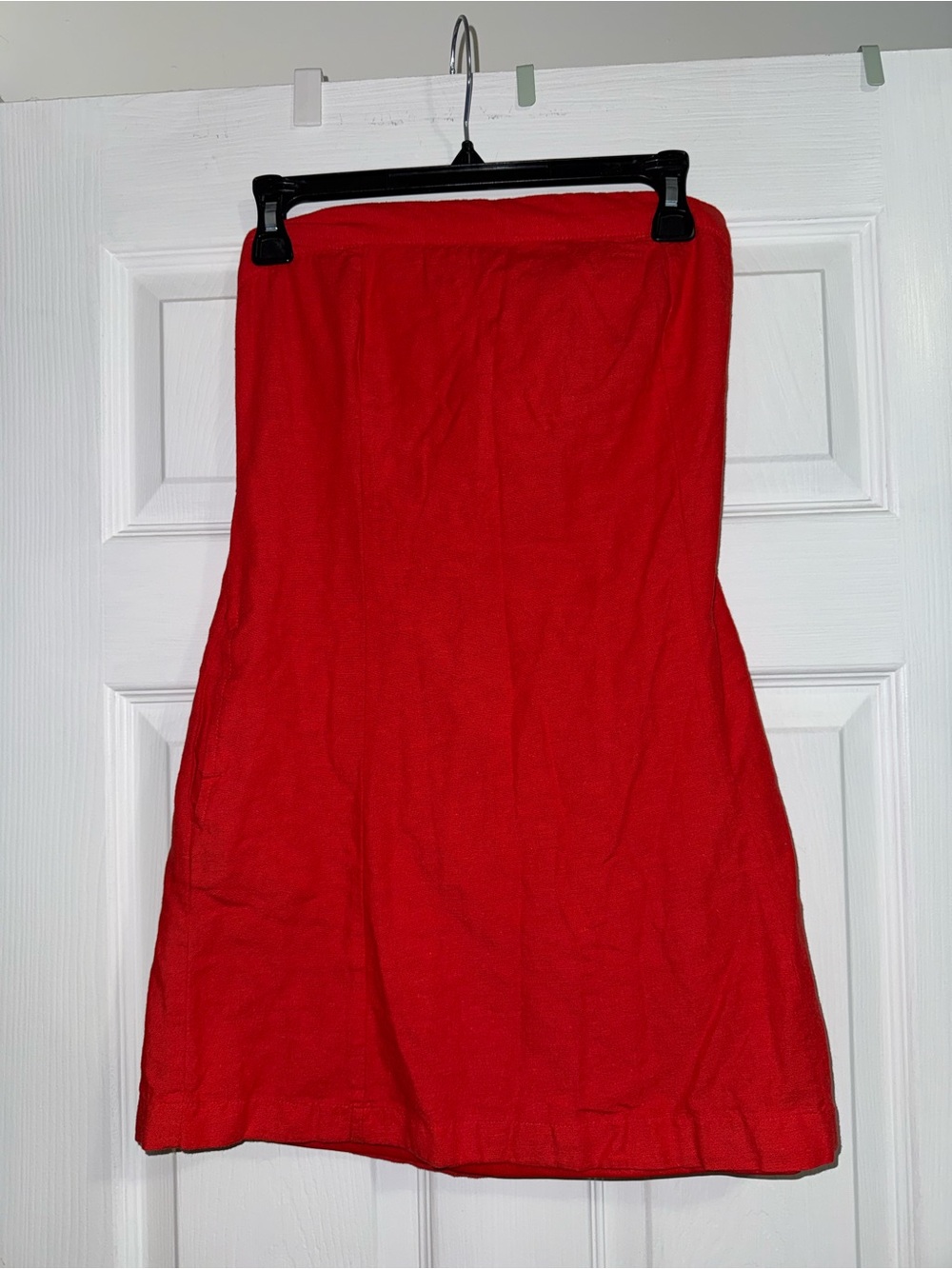 Jessica Simpson Red Strapless Dress Cotton Vintage Y2K Pockets Womens Mini Small